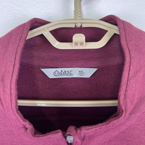 Tasc Performance Red Burgundy Quarter Zip Pullover Sweatshirt Men's Size XXL - Picture 4 of 9